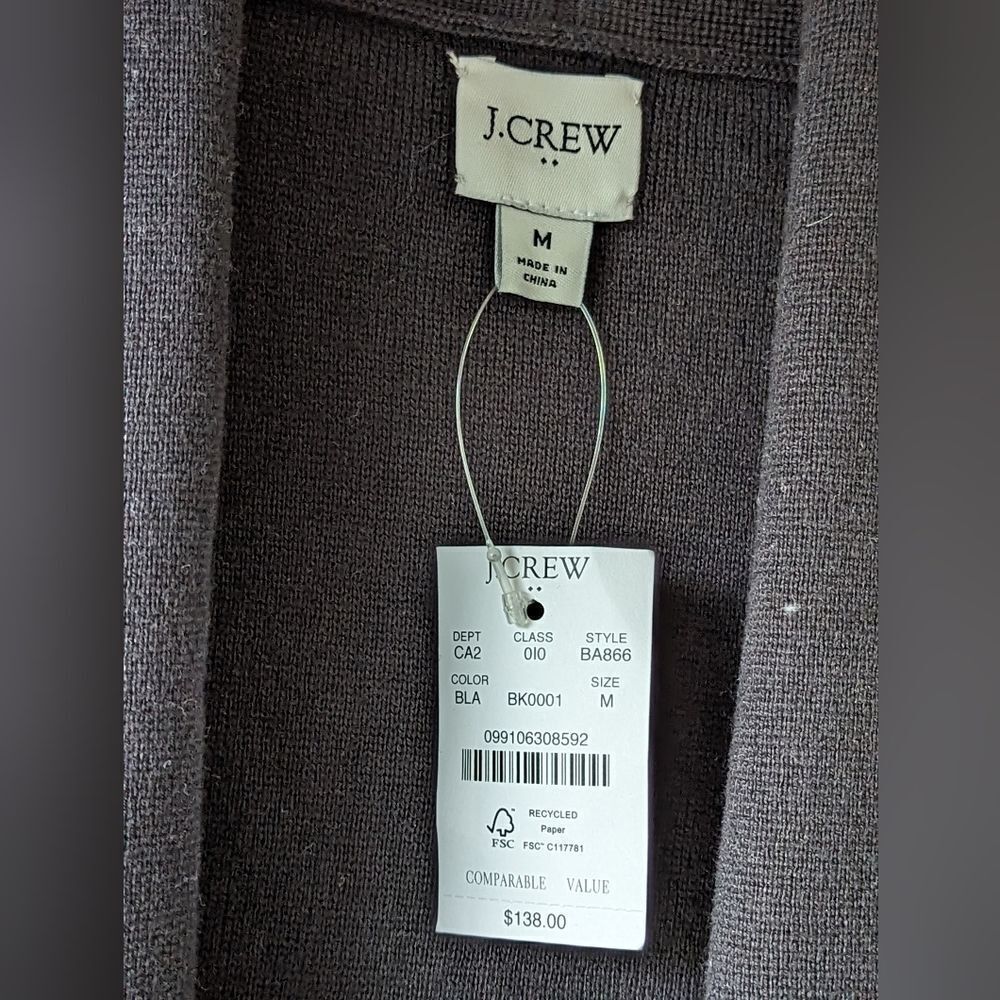 NWT J. Crew Chelsea Sweater Blazer Jacket BA866 women's‎ sz M in Black NEW - Picture 8 of 9